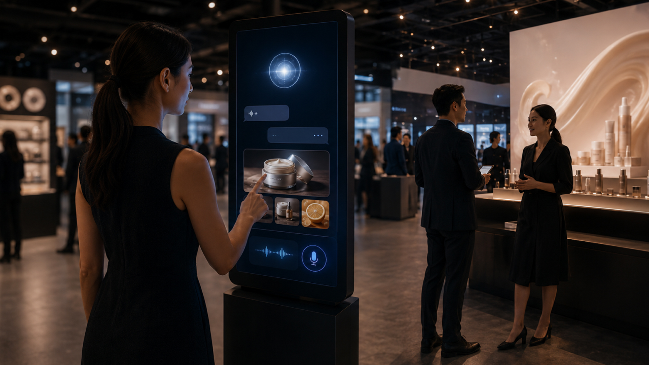 Visitor using AI assistant screen for personalized product discovery